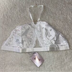 Savage X Fenty Angel White Curvy Lace Halter Bralette 3X NWT